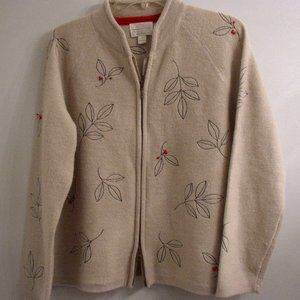 Christopher & Banks hand embroidered wool cardigan